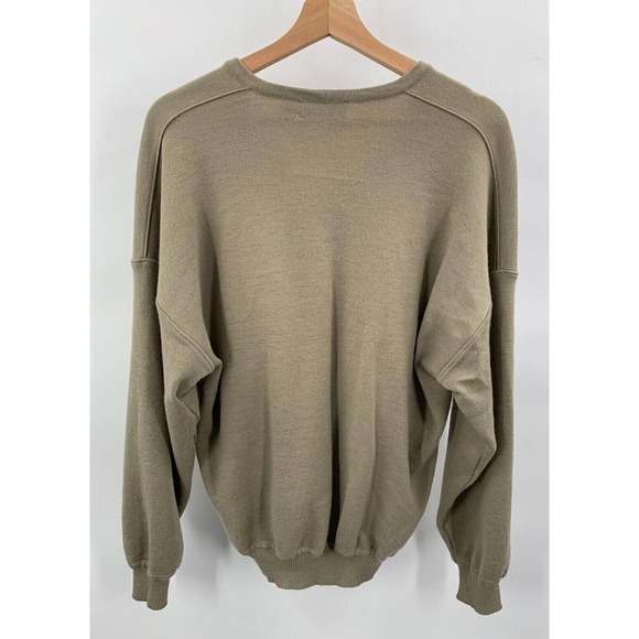 St Croix Mens Size L Large 100% Wool V-Neck Sweater Top Pullover Brown Thin Knit - Picture 2 of 6